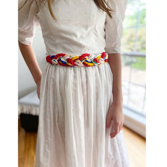 Vintage Accessories - Vintage Braided Cord Fabric Hook and Loop Belt